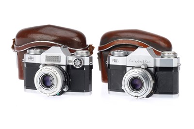 Lot 636 - Two Zeiss Ikon Contaflex 35mm SLR Cameras