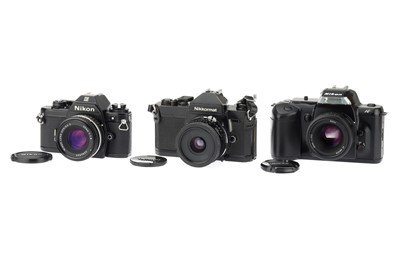 Lot 64 - A Selection of Three Nikon SLR 35mm Cameras
