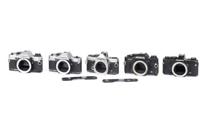Lot 204 - Five Olympus OM Series Cameras for Parts