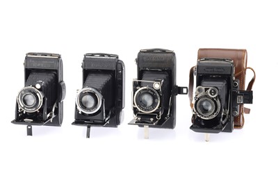 Lot 308 - Four Voigtlander and Zeiss Ikon 6 x 9cm Roll Film Folding Cameras