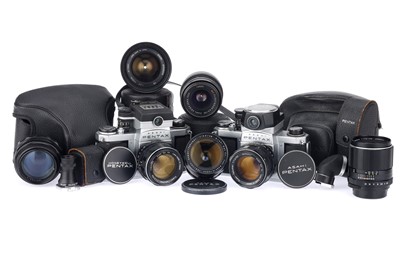 Lot 238 - Two Asahi Pentax SLR 35mm Film Cameras and Lenses