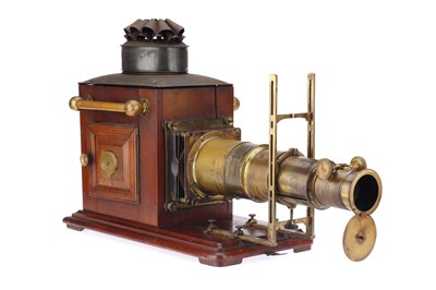 Lot 656 - A Large & Unusual Brass & Mahogany Magic Lantern