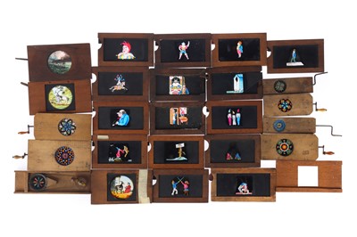 Lot 671 - Collection of 24 Mahogany Framed Magic Lantern Slides