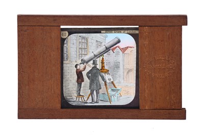 Lot 673 - A Hand Coloured Magic Lantern Slide of a Telescope