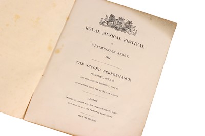 Lot 789 - Royal Musical Festival at Westminster Abbey thursday June 1834 program