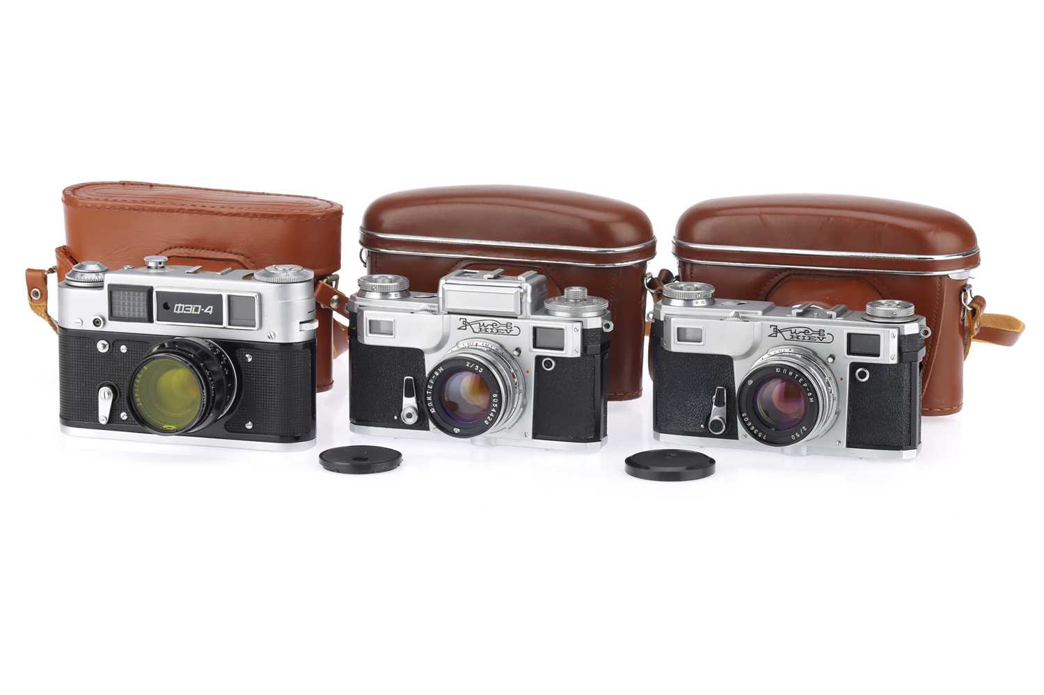 Lot 187 - Three Soviet Rangefinder 35mm Film Cameras