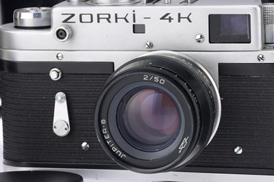 Lot 186 - Three KMZ Zorki Rangefinder 35mm Film Cameras