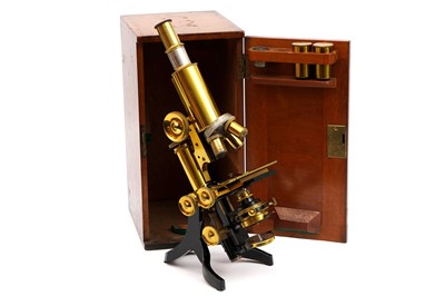 Lot 37 - A Swift & Son 'Research' Brass Compound Microscope with Tutankhamun Provenance