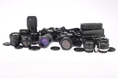 Lot 143 - A Selection of Minolta MD SLR Cameras & Lenses