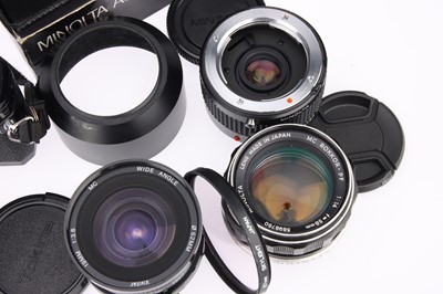 Lot 143 - A Selection of Minolta MD SLR Cameras & Lenses