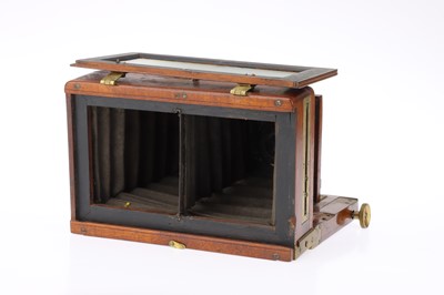 Lot 309 - An Unmarked Mahogany & Brass Stereo Camera