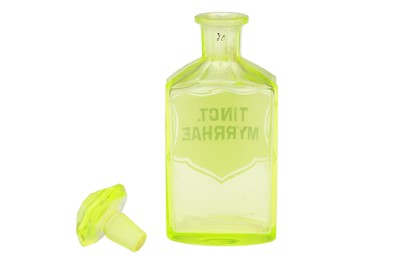 Lot 186 - A Cut Uranium Glass Apothecary Bottle