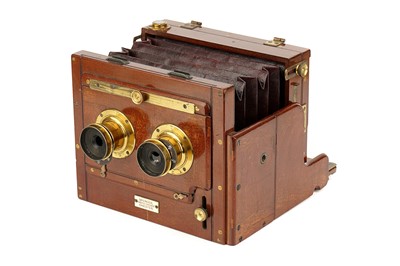 Lot 445 - A Spencer Photo Chemist Stereo Mahogany Tailboard Camera