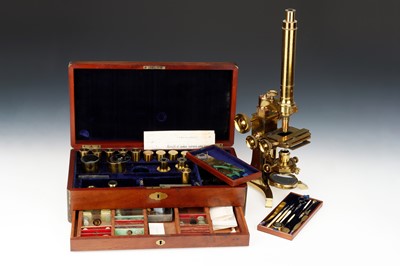 Lot 96 - A Large Victorian Binocular Microscope By Parkes, With Provenance