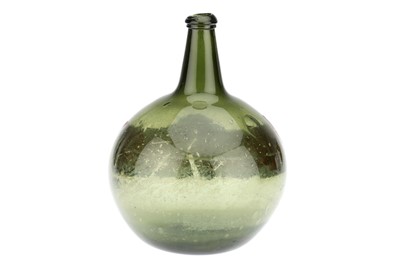 Lot 777 - A Globe Shaped Green Glass Chemist / Apothecary Bottle