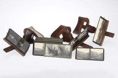 Lot 698 - Three Holmes Style Stereoscopes & a Selection of Cards