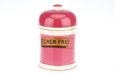 Lot 776 - A Ceramic Pink & Cream Apothecary Jar