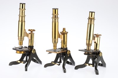 Lot 710 - A Collection of 3 Compound Microscopes by Henry Crouch