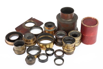 Lot 389 - A Selection of Brass Lenses & Lens Parts