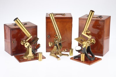 Lot 704 - Collection of 3 Society of Arts Microscopes