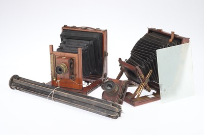 Lot 385 - Two Mahognay & Brass Cameras