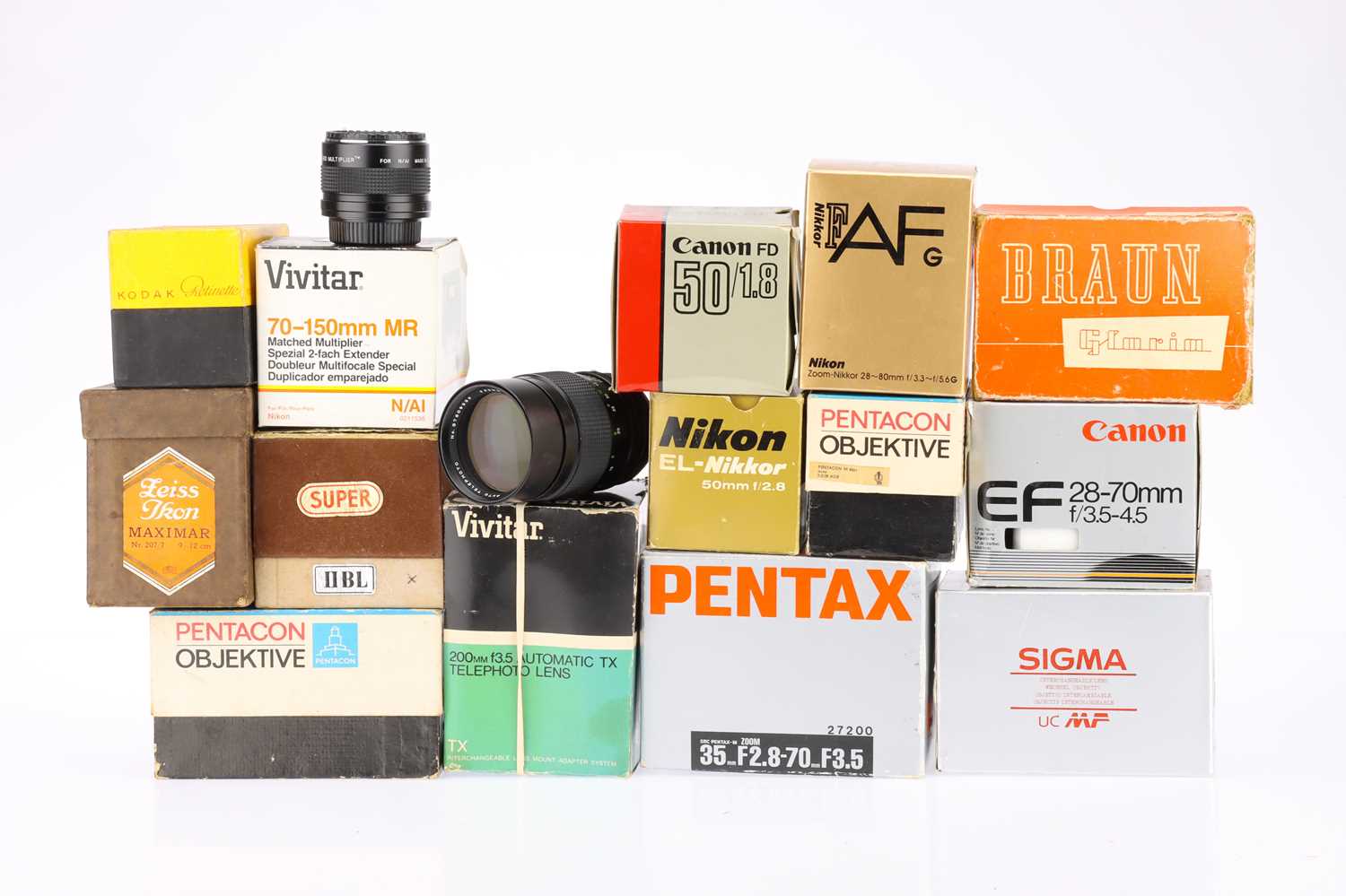 Lot 584 - A Selection of Empty Camera & Lens Boxes,