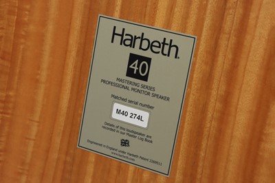 Lot 30 - A Pair of Harbeth Mastering Series Professional Monitor Loudspeaker 40