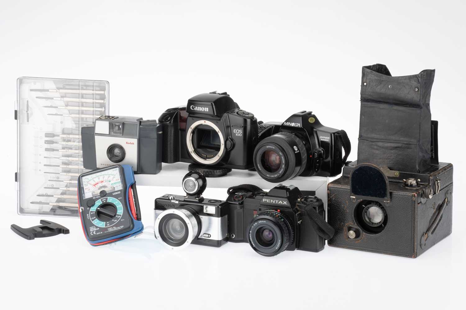 Lot 408 - An Ensign Focal Plane Roll Film Reflex Camera and Other Cameras