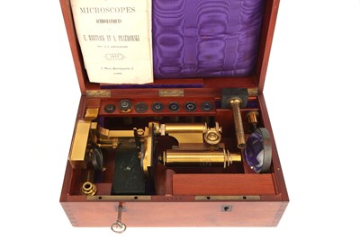 Lot 11 - A Large 19th Century French Compound Microscope Outfit