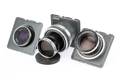 Lot 210 - Three Camera Lenses in Plaubel Makiflex Boards