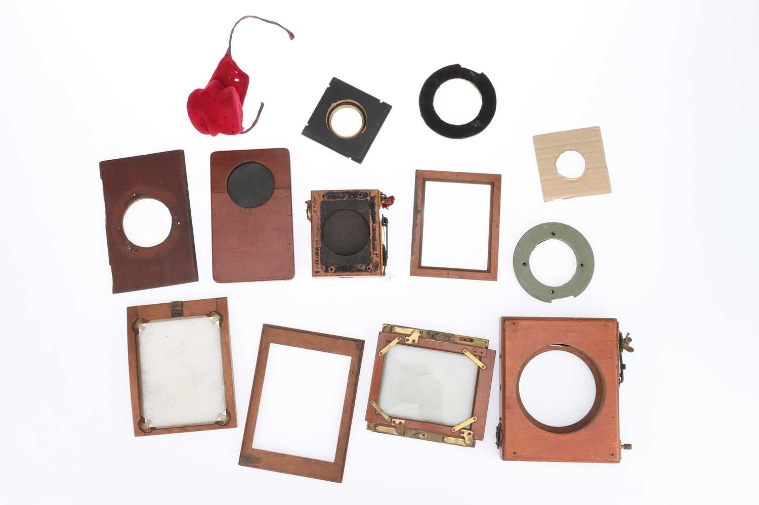 Lot 347 - End Lot - Mahogany & Brass Camera Parts