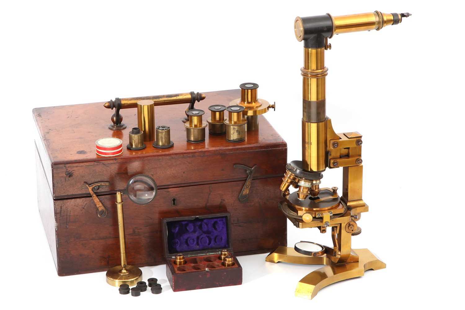 Lot 12 - A Large 19th Century German Compound Microscope Outfit