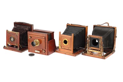 Lot 547 - Four Mahogany & Brass Half Plate Cameras