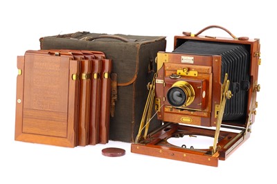 Lot 248 - A Good Brass Bound Half Plate Field Camera By Sanderson