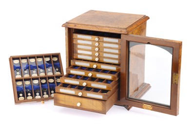 Lot 307 - A Victorian Bur Walnut Microscope Slide Cabinet