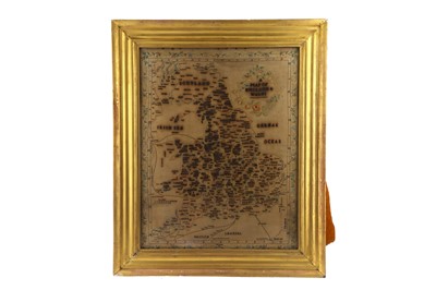 Lot 356 - A Large George III Needlework Map of England and Wales, Dated 1820