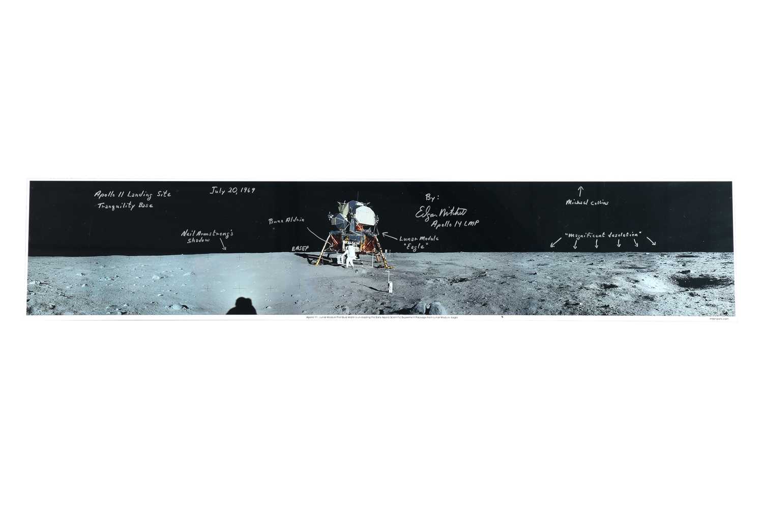 Lot 297 - Edgar Mitchell Signed and Annotated Apollo 11 Panoramic Lunar Surface Photograph