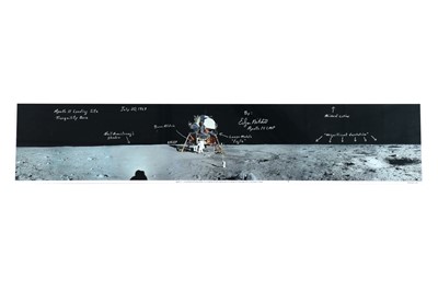 Lot 761 - Edgar Mitchell Signed and Annotated Apollo 11 Panoramic Lunar Surface Photograph