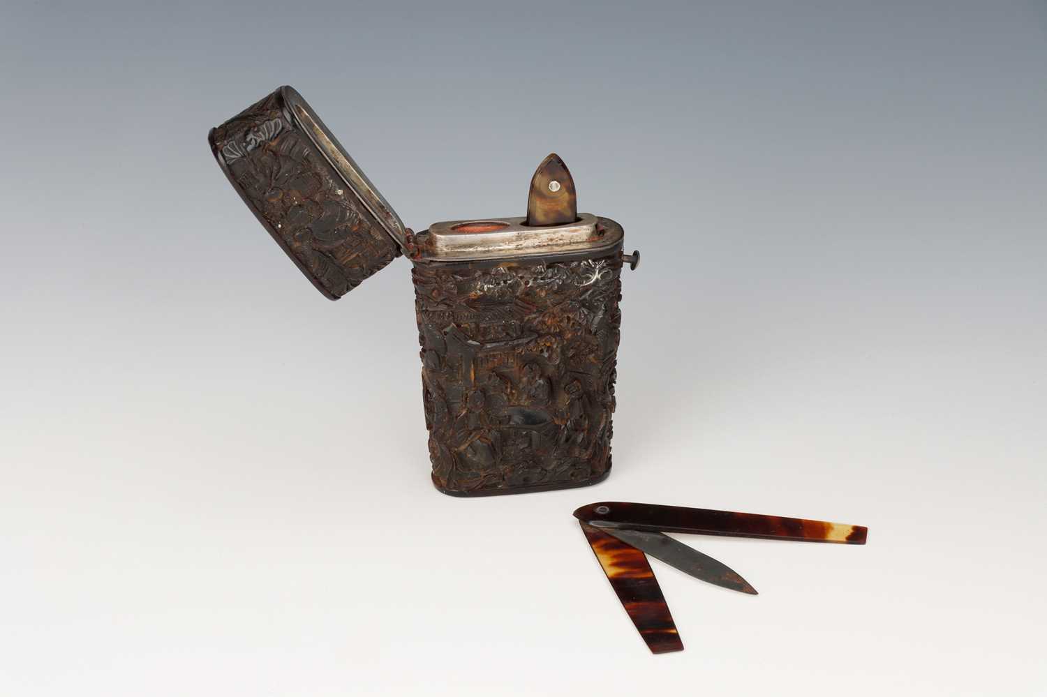 Lot 86 - 19th Century Canton-carved tortoiseshell Lancet Case