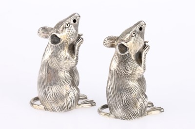 Lot 842 - A Pair of Silver Mice Condiments