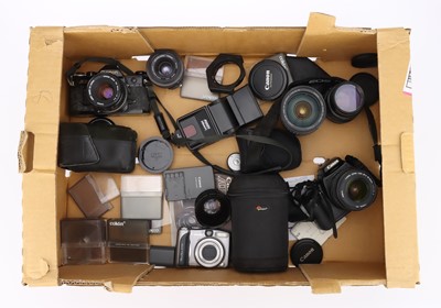 Lot 174 - A Group of Canon Cameras and Lenses