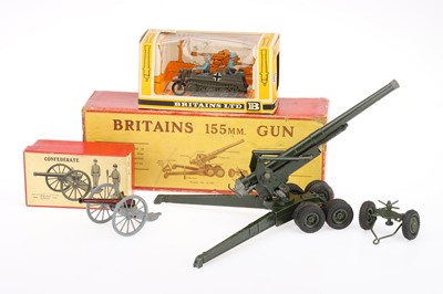 Lot 976 - Britains boxed 2064 155mm gun, 2058 American Civil War - Confederate Gun, and 9780 German Kettenkrad