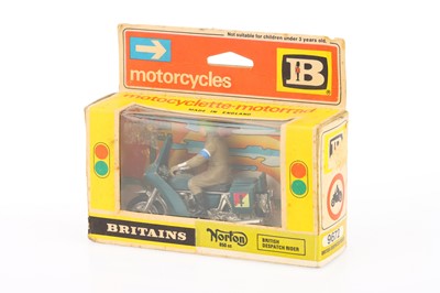 Lot 957 - Britains motorbikes - 2nd type - boxes comprising 9671 Racing Norton, 9672 British Despatch Rider, 9673 Police Patrolman, and 9678 M V Augusta