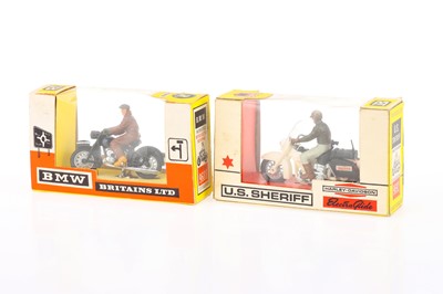 Lot 1288 - Britains motorcycles in 1st type boxes comprising 9688 BMW and 9692 U.S. Sheriff