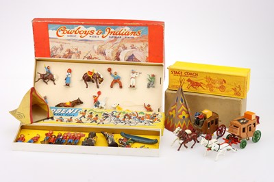 Lot 962 - Boxed Wild West lead figures by Charbens, Crescent and Hill comprising Chabens CANADIAN MOUNTIE box