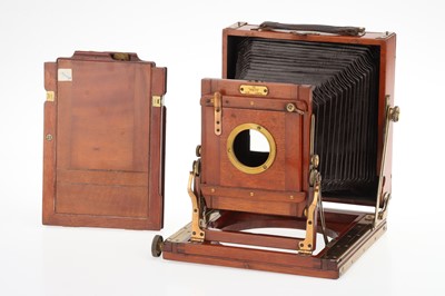 Lot 218 - A Houghton Ensign Triple Victo Half Plate Mahogany & Brass Field Camera