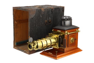 Lot 334 - A Large Brass & Mahogany Magic Lantern