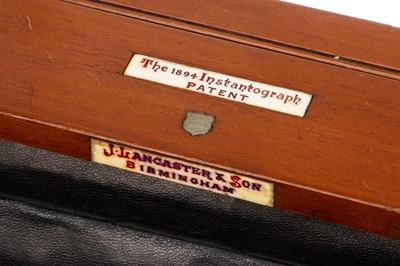 Lot 249 - A J. Lancaster & Son 'The 1894 Instantograph Patent' Half Plate Mahogany Camera