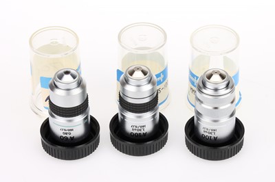 Lot 378 - 3 Olympus Microscope Objectives - A