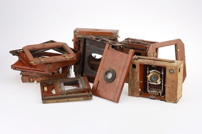 Lot 228 - A Mixed Selection of Mahogany & Brass Camera Parts